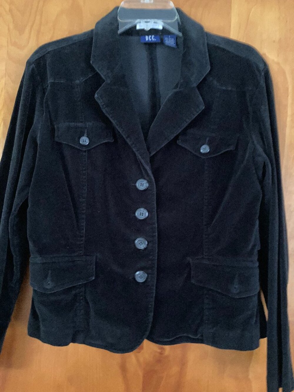 Black button-front velvet DCC blazer